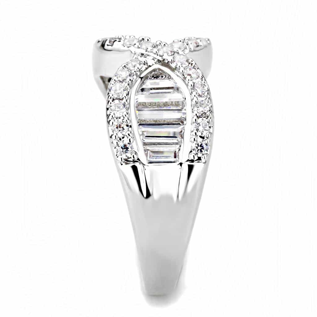 Brass CZ Baguette Infinity Crossover Ring | The Stainless Jewelry view 4