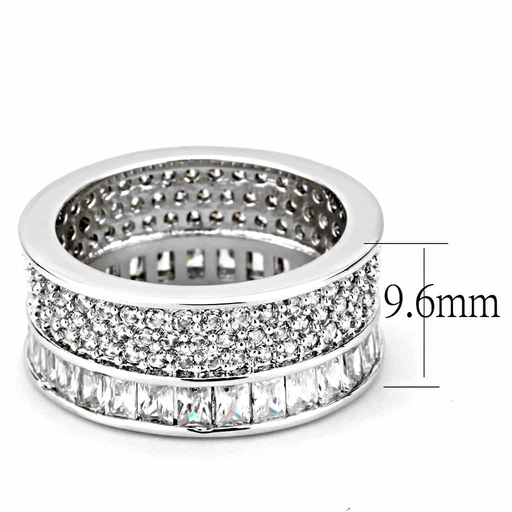 Stainless Steel CZ Baguette Pavé Full Eternity Wide Ring view 7