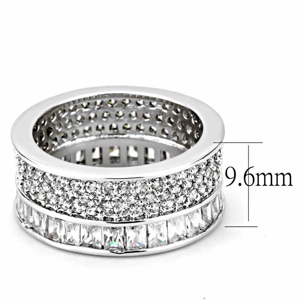 Stainless Steel CZ Baguette Pavé Full Eternity Wide Ring view 2
