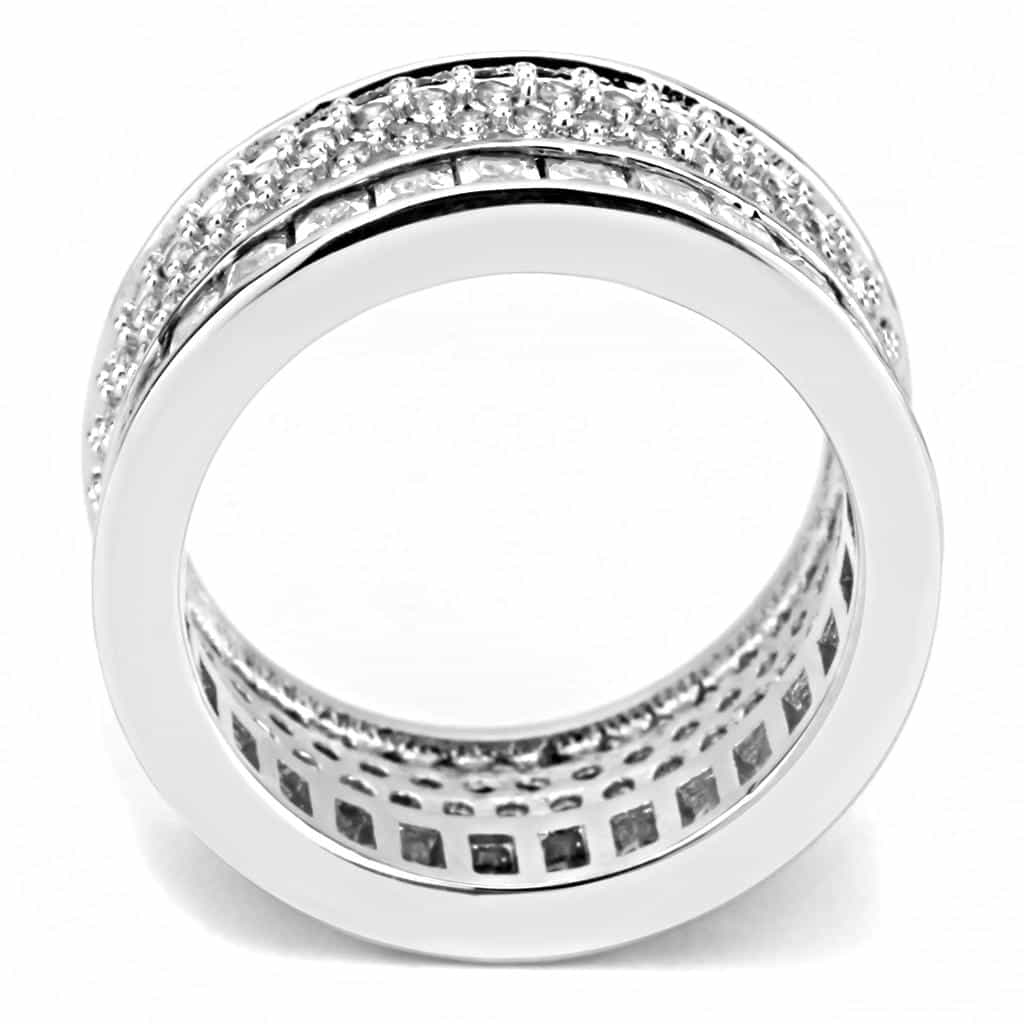 Stainless Steel CZ Baguette Pavé Full Eternity Wide Ring view 8