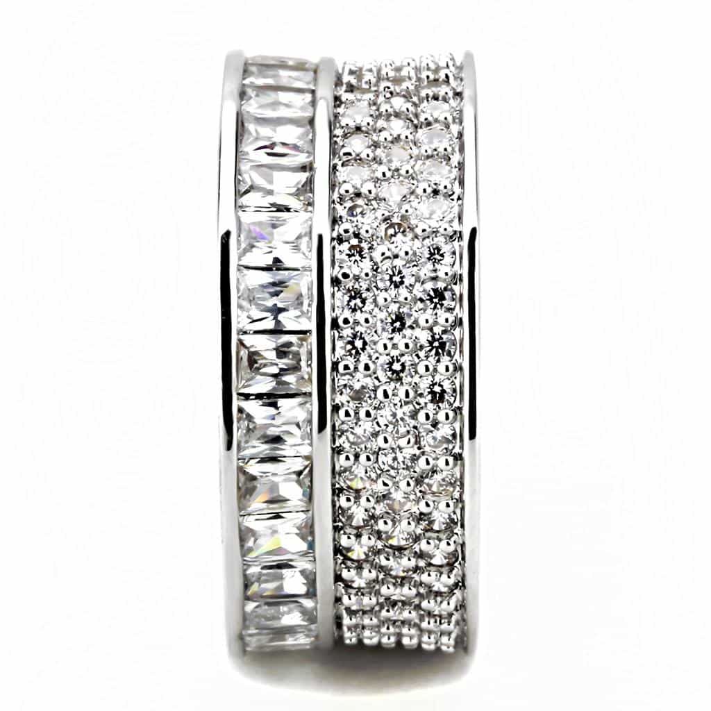 Stainless Steel CZ Baguette Pavé Full Eternity Wide Ring view 9