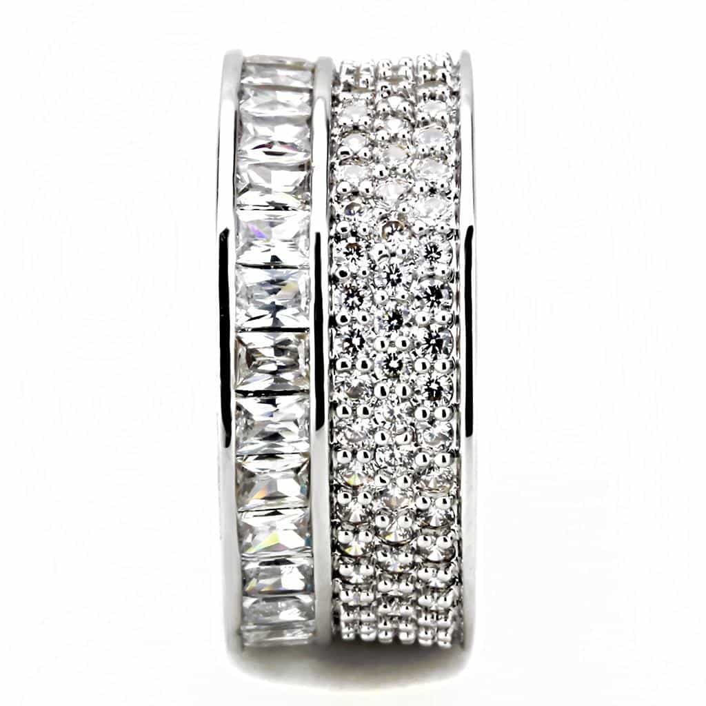 Stainless Steel CZ Baguette Pavé Full Eternity Wide Ring view 4