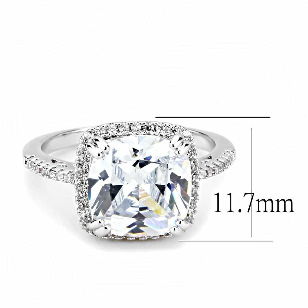 Brass CZ Cushion Halo Pavé Band Ring | The Stainless Jewelry view 2