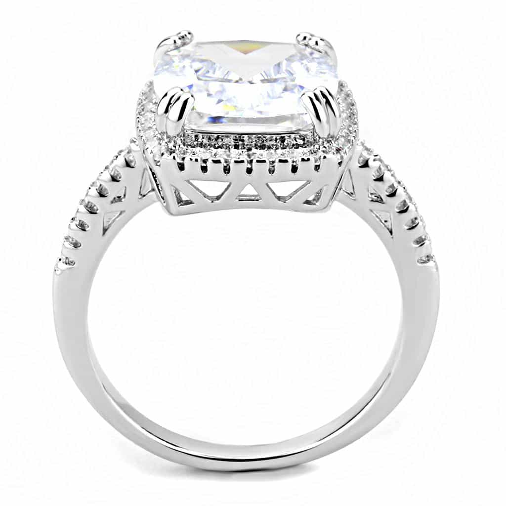 Brass CZ Cushion Halo Pavé Band Ring | The Stainless Jewelry view 8