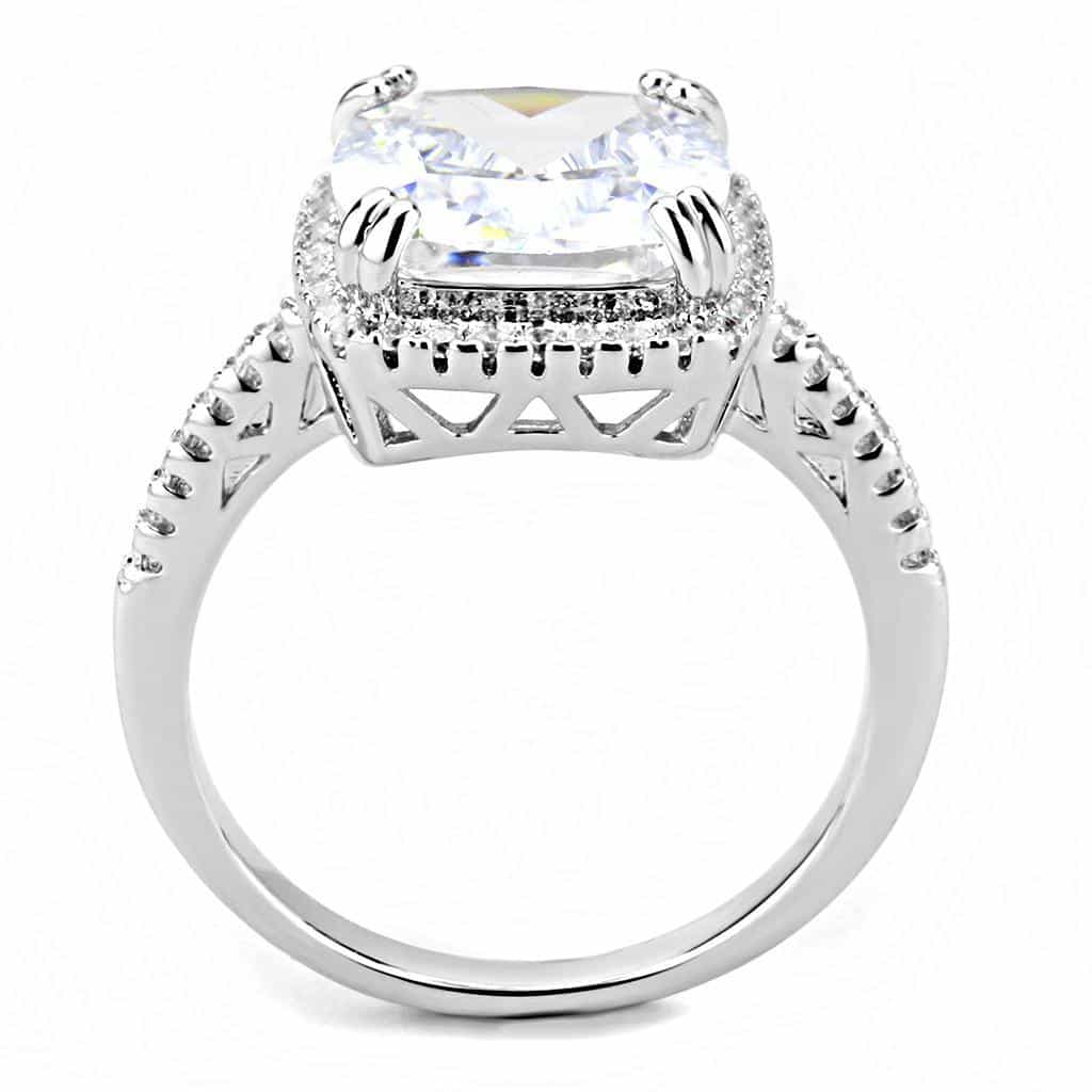 Brass CZ Cushion Halo Pavé Band Ring | The Stainless Jewelry view 3