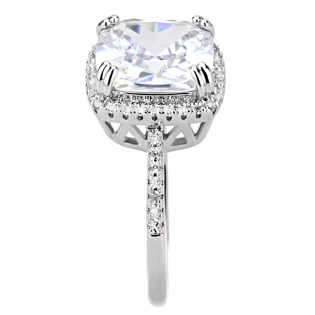 Brass CZ Cushion Halo Pavé Band Ring | The Stainless Jewelry view 4