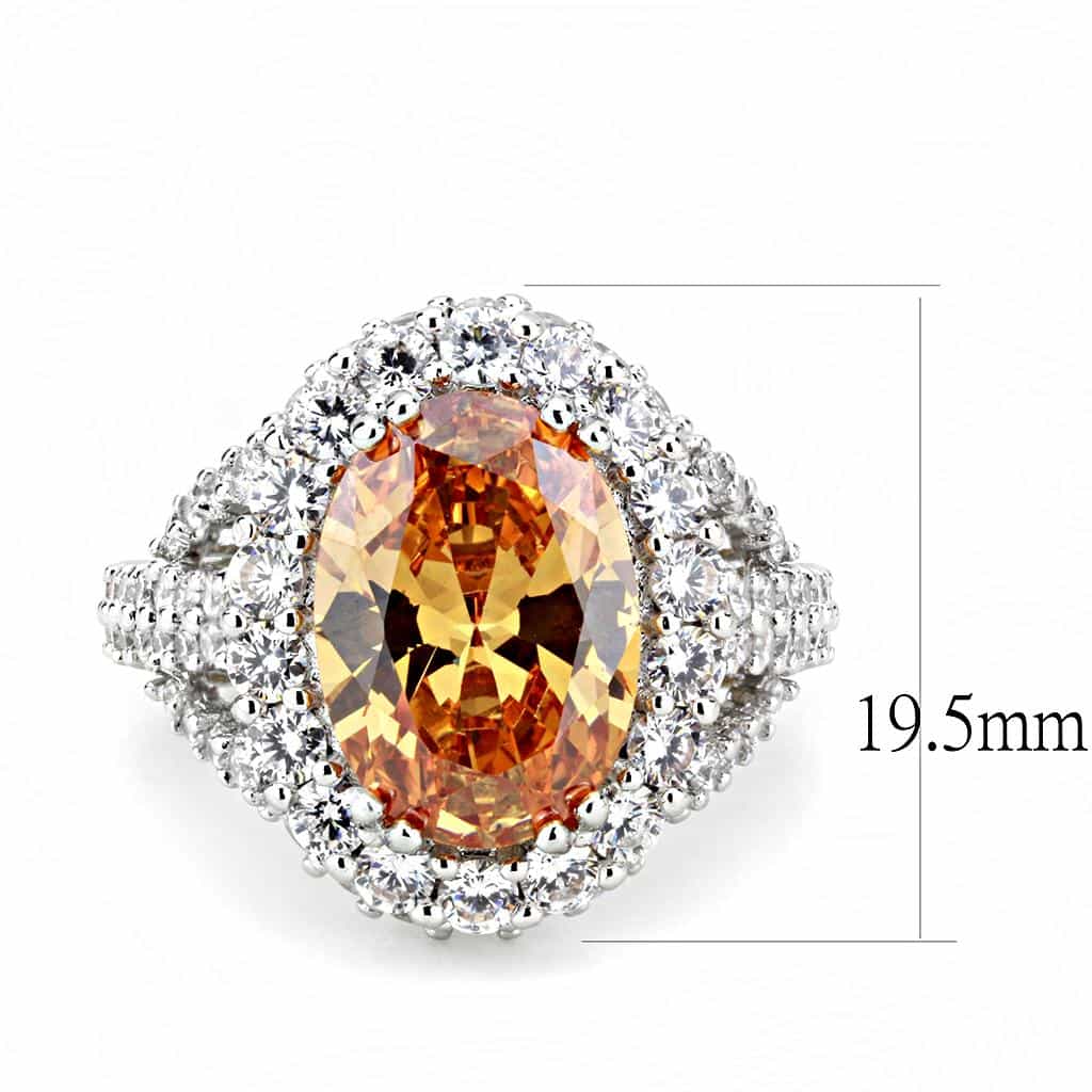 Brass Champagne CZ Oval Cluster Halo Ring | The Stainless Jewelry view 7