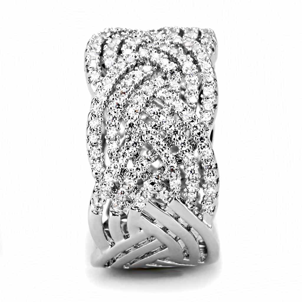 Brass CZ Pavé Braided Knot Wide Dome Ring | The Stainless Jewelry view 9