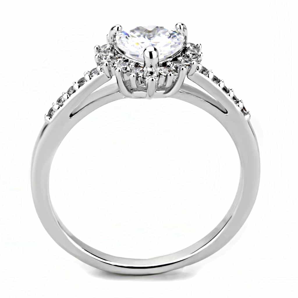 Brass CZ Round Sunburst Halo Pavé Ring | The Stainless Jewelry view 8