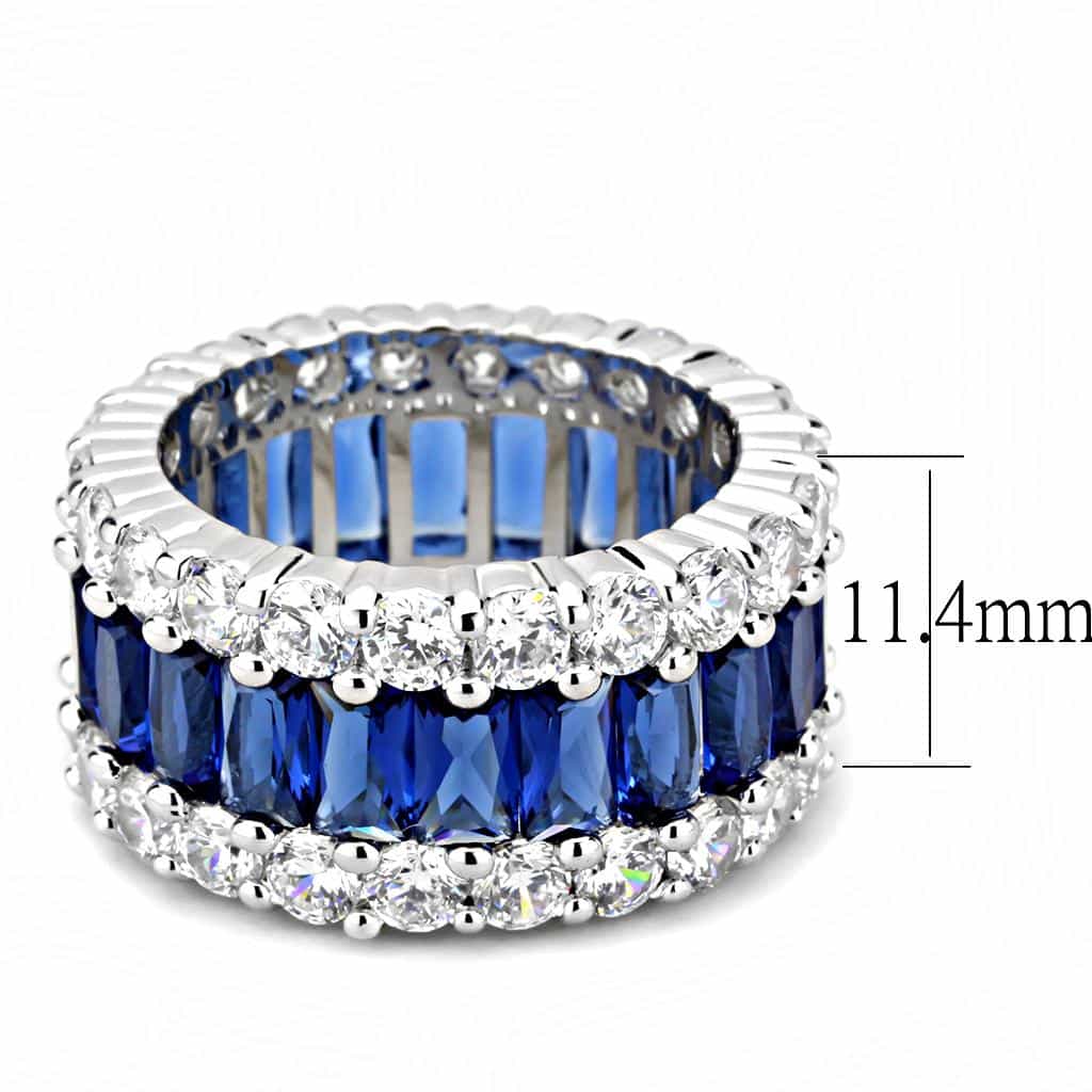 Brass Sapphire Baguette CZ Eternity Wide Ring view 7