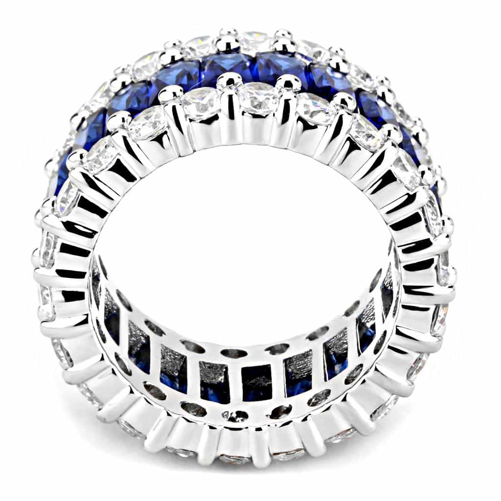 Brass Sapphire Baguette CZ Eternity Wide Ring view 8
