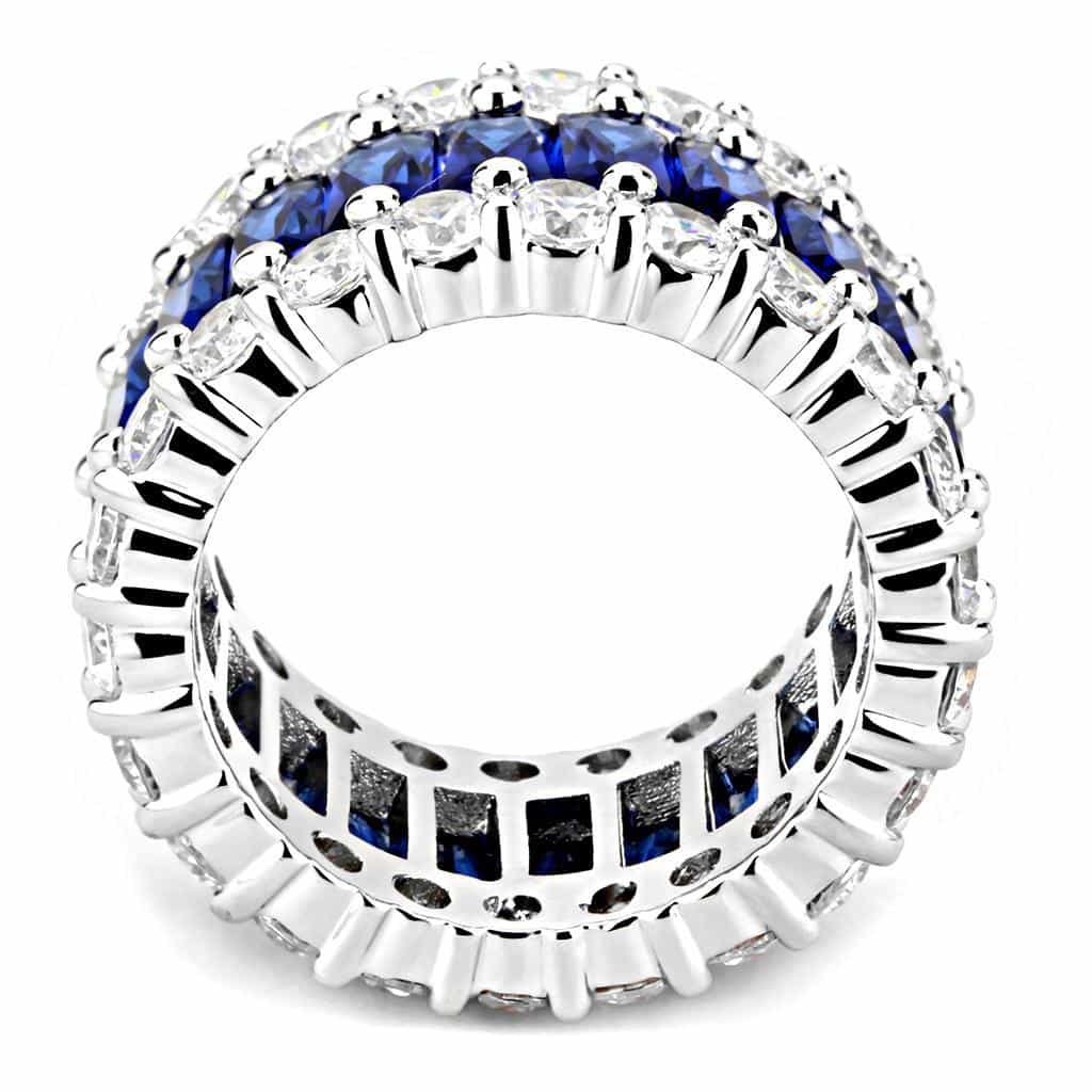 Brass Sapphire Baguette CZ Eternity Wide Ring view 3