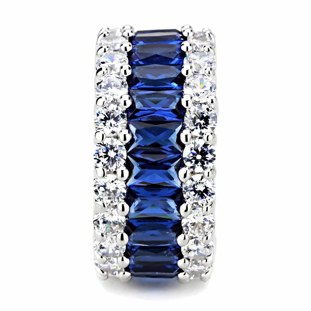 Brass Sapphire Baguette CZ Eternity Wide Ring view 9