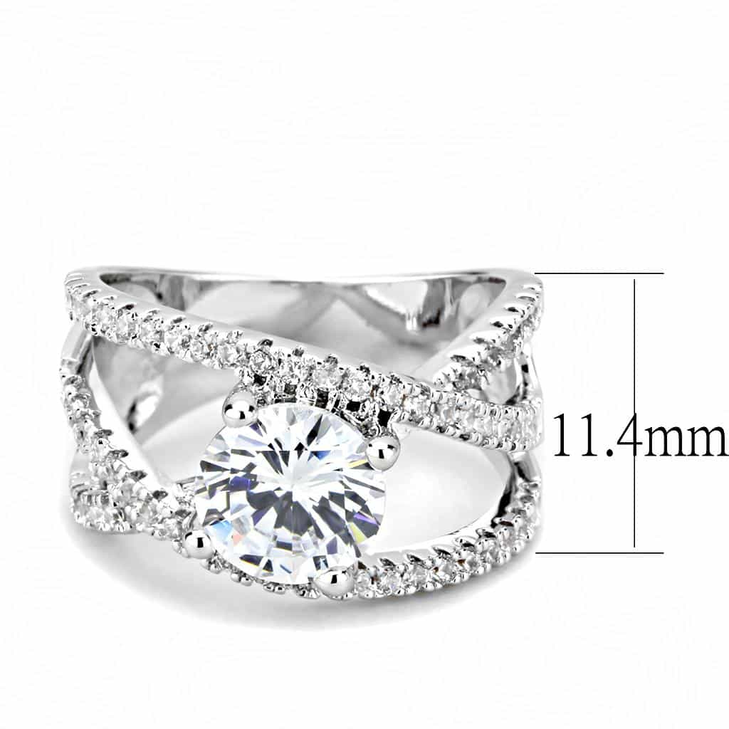 Brass CZ Round Solitaire Split Cathedral Ring view 7
