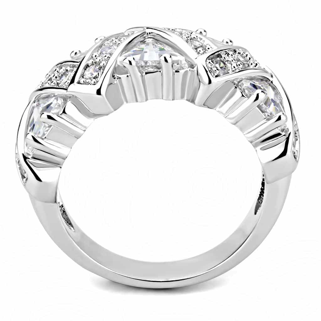 Brass CZ Trillion Marquise Woven Wide Ring view 8