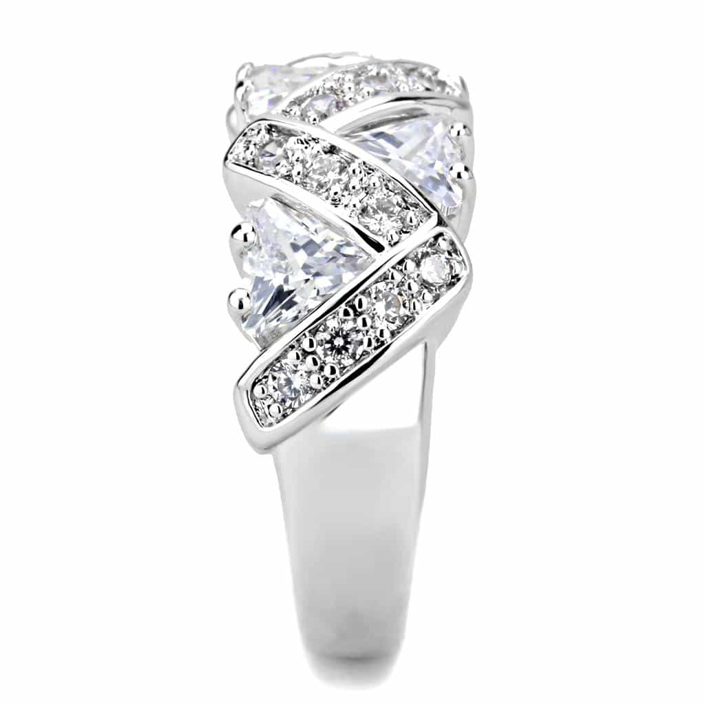 Brass CZ Trillion Marquise Woven Wide Ring view 9