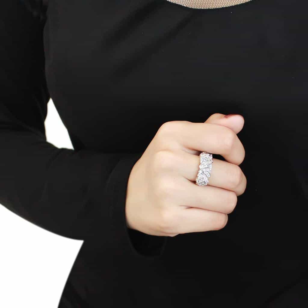 Brass CZ Trillion Marquise Woven Wide Ring view 5