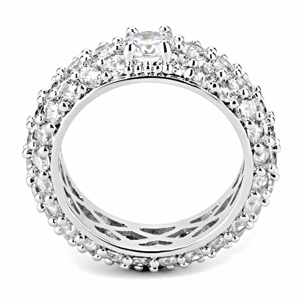 Brass CZ Round Cluster Full Eternity Ring | The Stainless Jewelry view 8