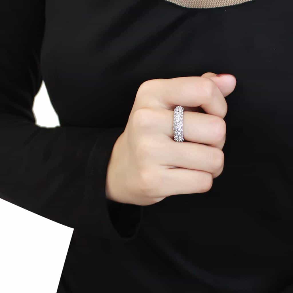 Brass CZ Round Cluster Full Eternity Ring | The Stainless Jewelry view 10