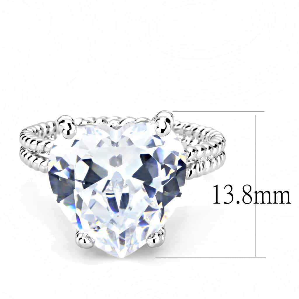 Brass CZ Heart Solitaire Twisted Rope Ring view 7