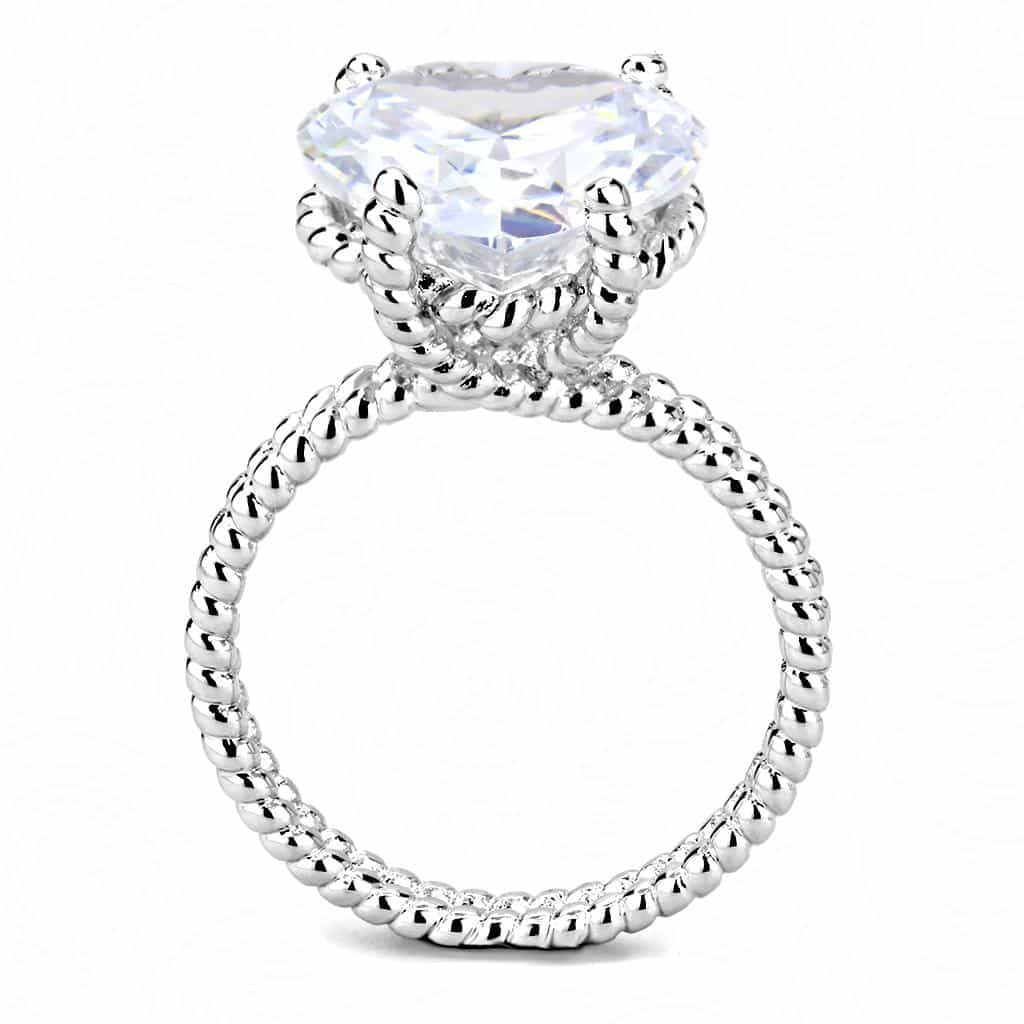 Brass CZ Heart Solitaire Twisted Rope Ring view 8