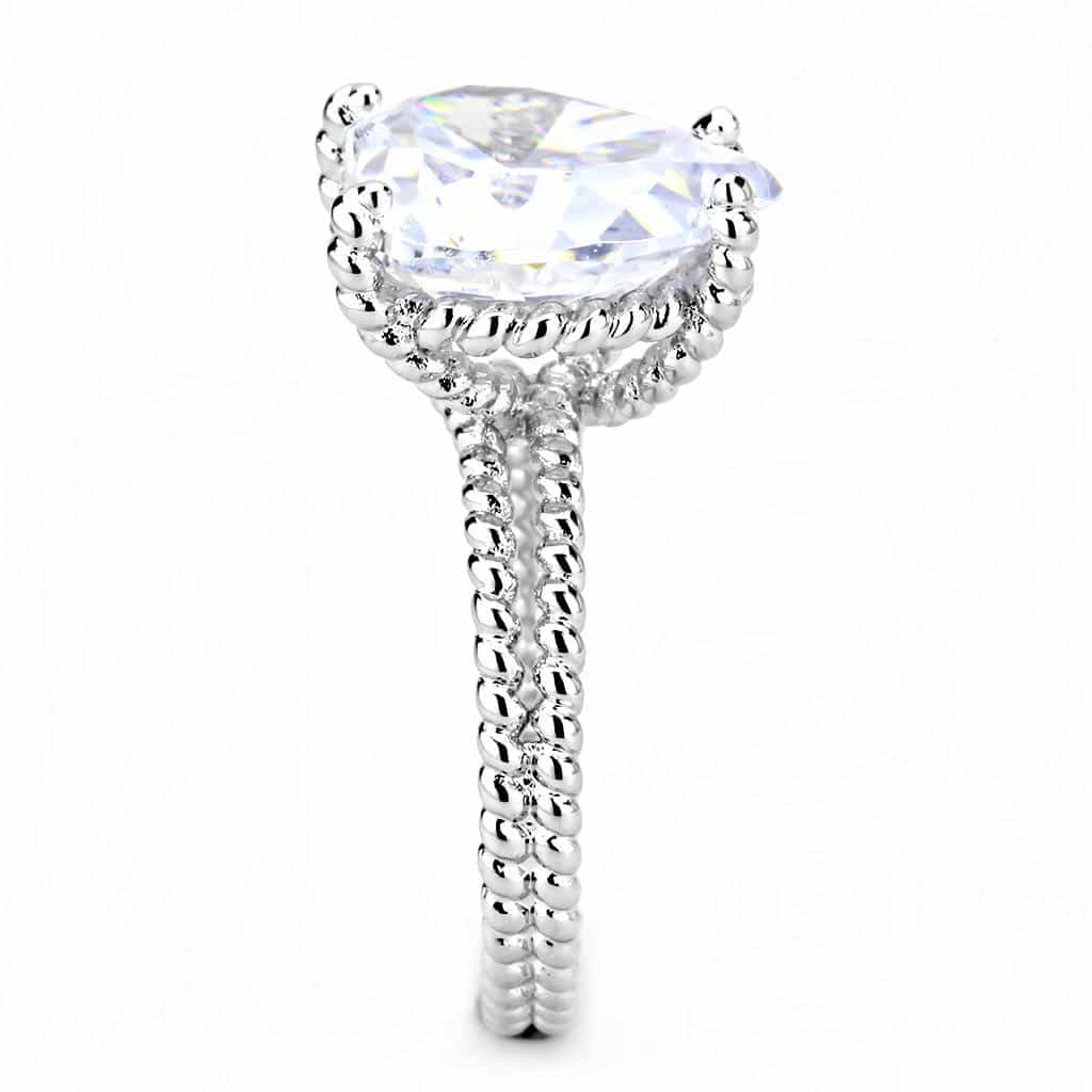Brass CZ Heart Solitaire Twisted Rope Ring view 4