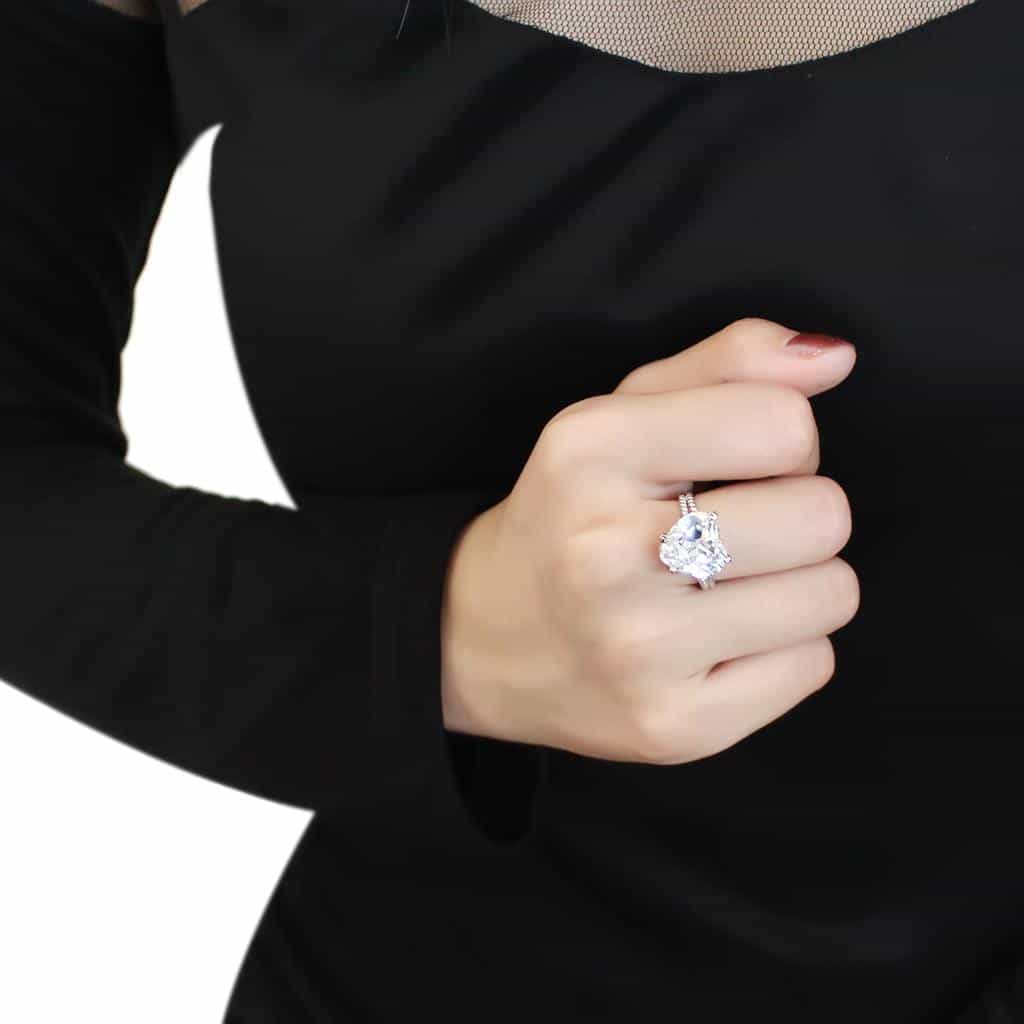 Brass CZ Heart Solitaire Twisted Rope Ring view 10