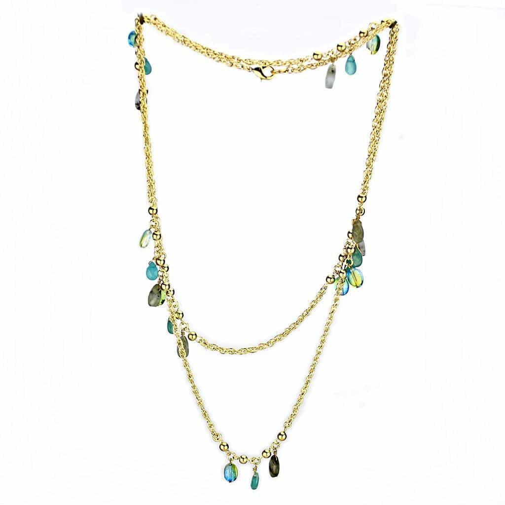 Brass Multi-Color CZ Bezel Station Necklace view 2