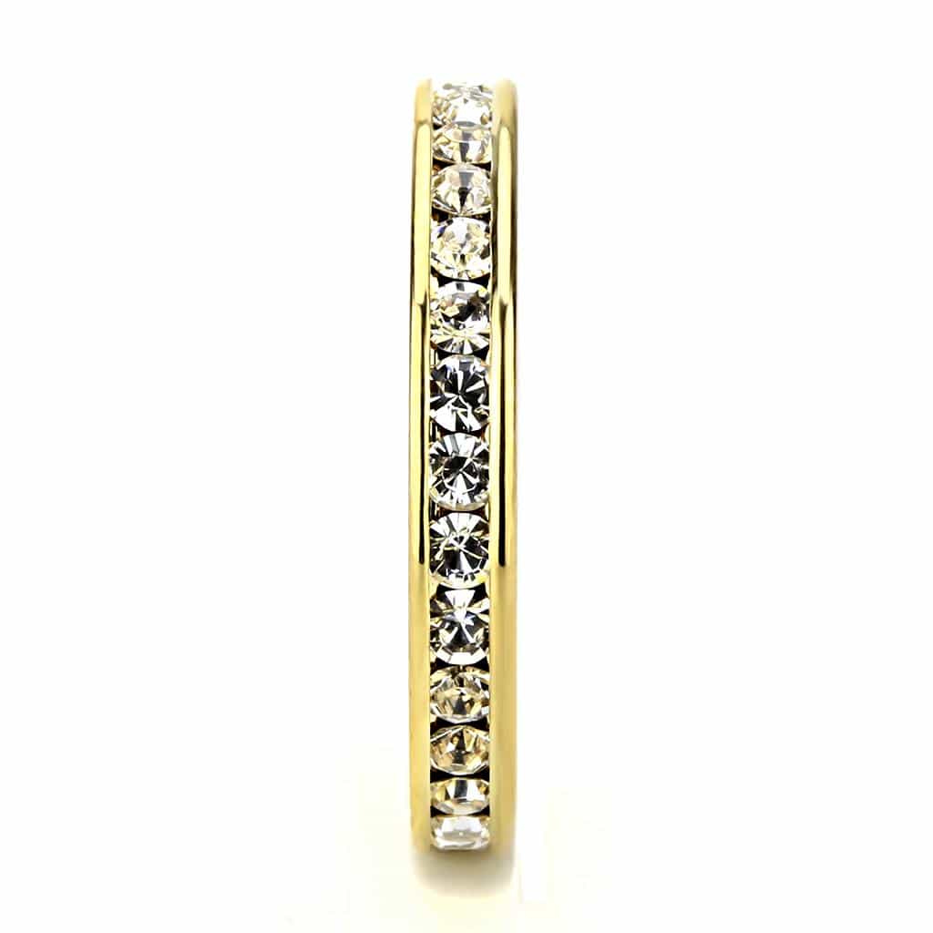 Brass Sapphire CZ Bezel Station Ring | The Stainless Jewelry view 10