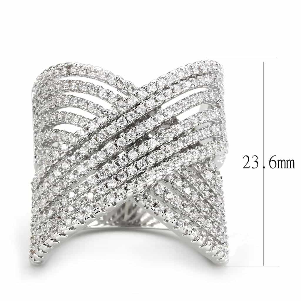 Brass CZ Multi-Row Chevron Crossover Wide Ring view 7