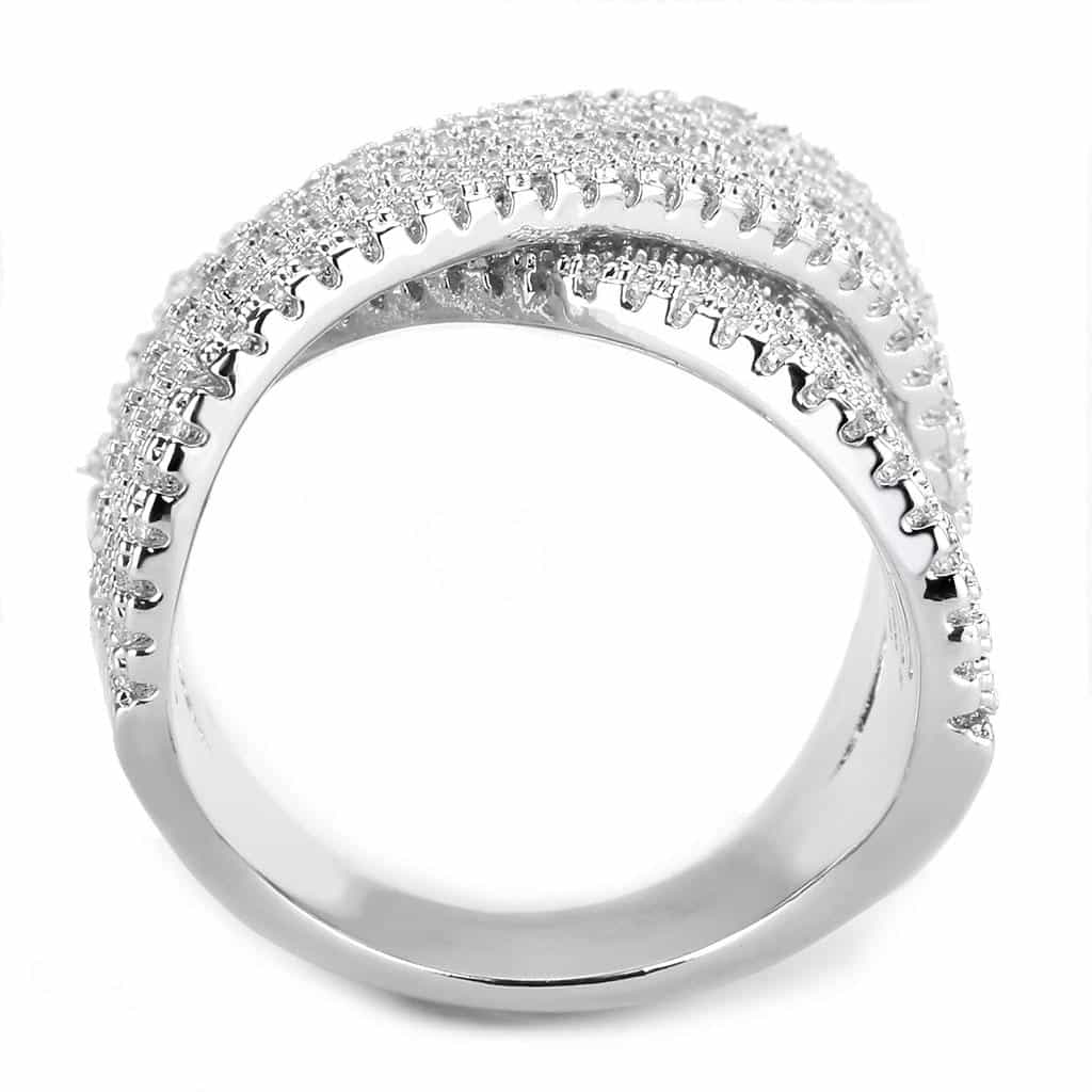 Brass CZ Multi-Row Chevron Crossover Wide Ring view 8