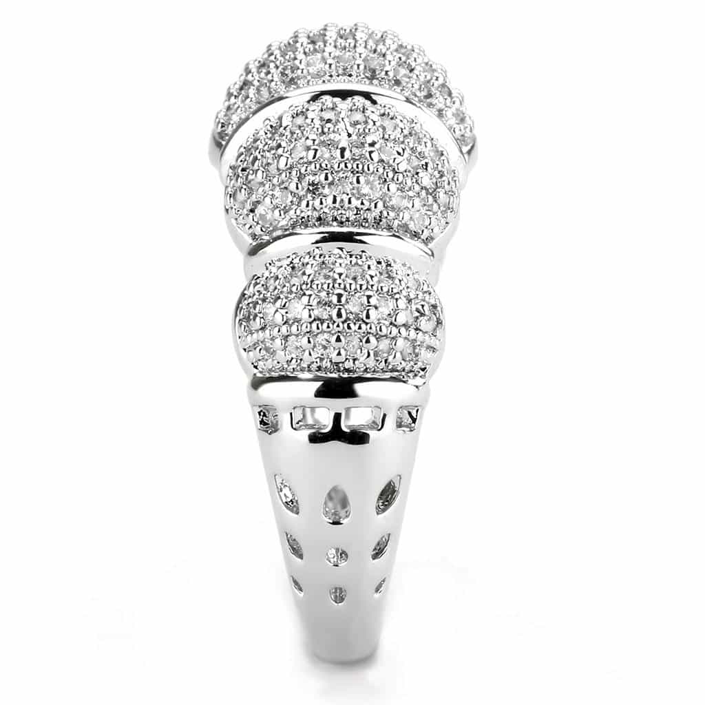 Brass CZ Pavé Cushion Dome Wide Ring | The Stainless Jewelry view 9