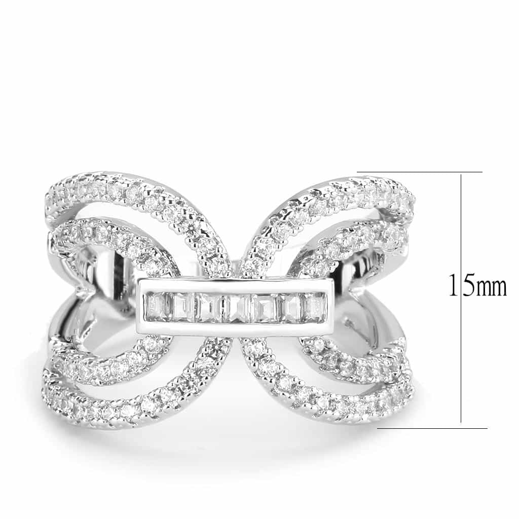 Brass CZ Baguette Interlocking Loop Wide Ring view 7