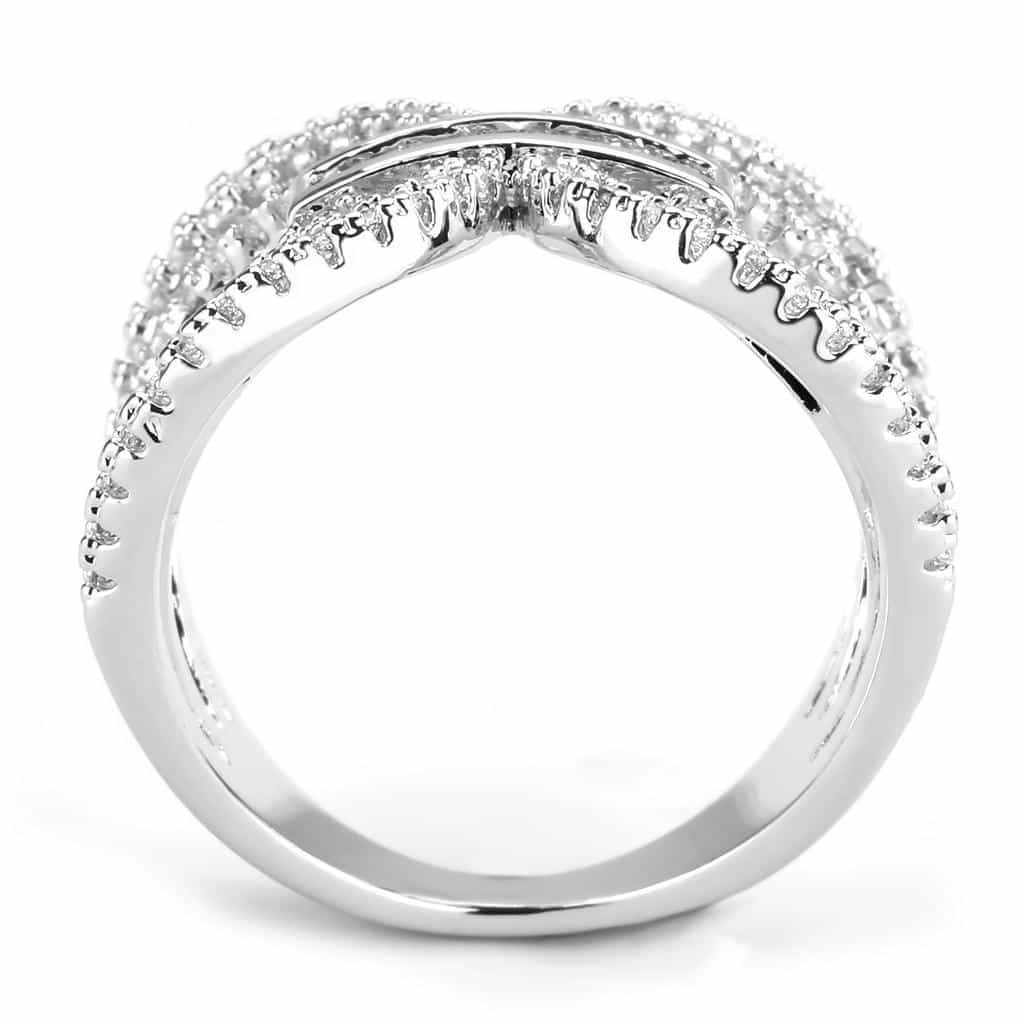 Brass CZ Baguette Interlocking Loop Wide Ring view 3