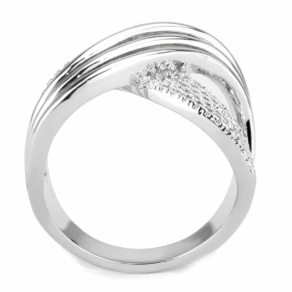 Brass Polished Triple Wave Crossover Wide Ring view 3