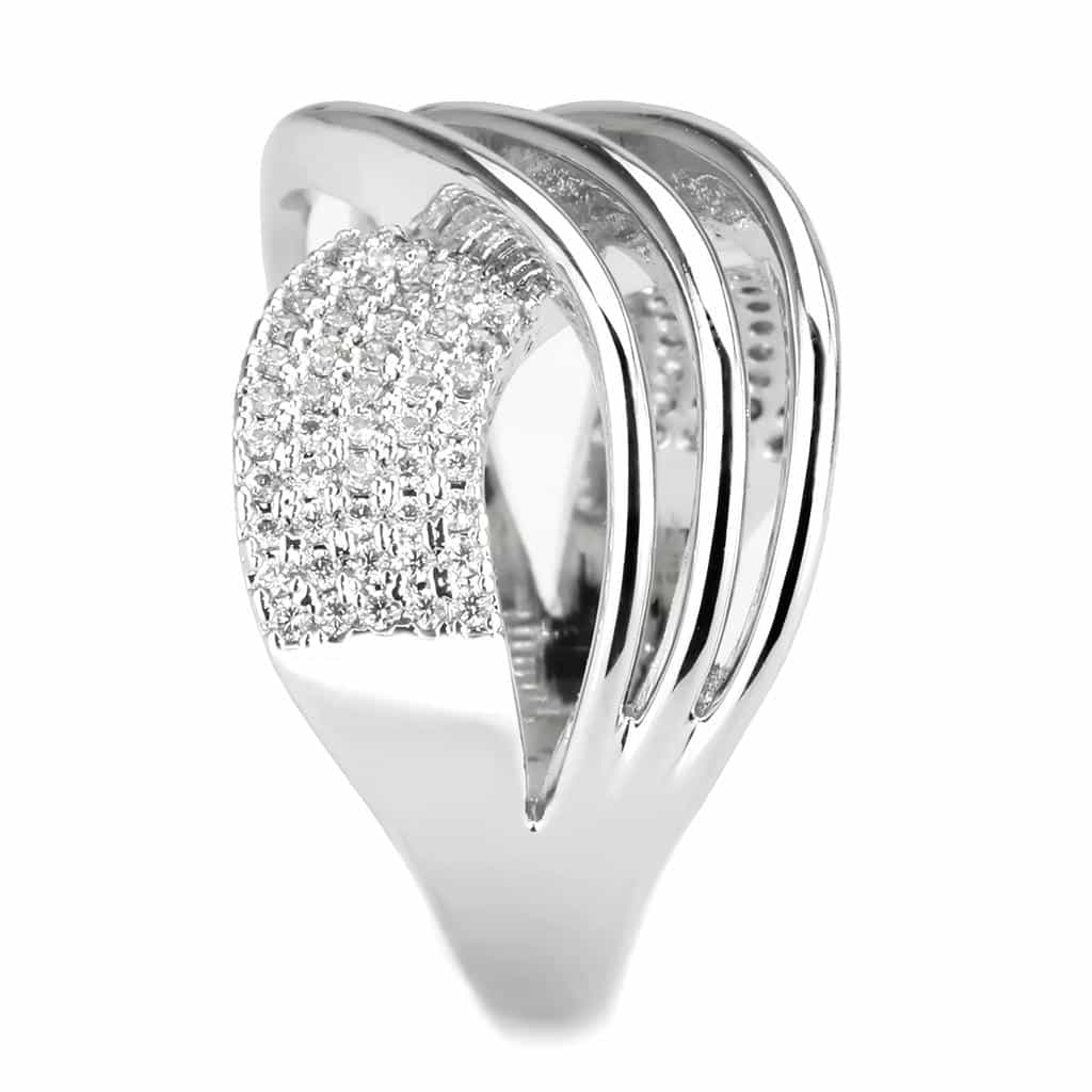 Brass Polished Triple Wave Crossover Wide Ring view 9