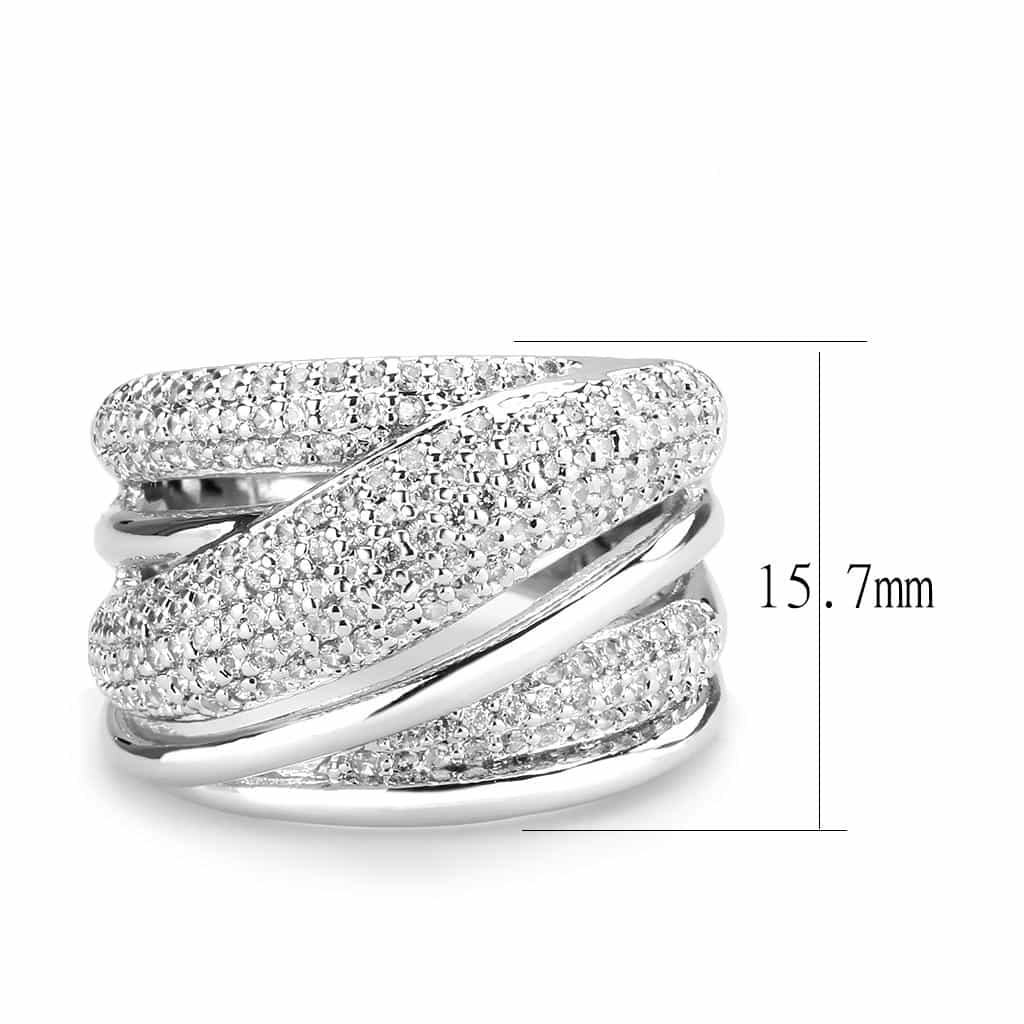 Brass CZ Multi-Row Dome Wave Wide Ring | The Stainless Jewelry view 8