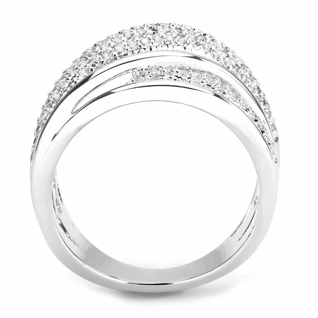 Brass CZ Multi-Row Dome Wave Wide Ring | The Stainless Jewelry view 9