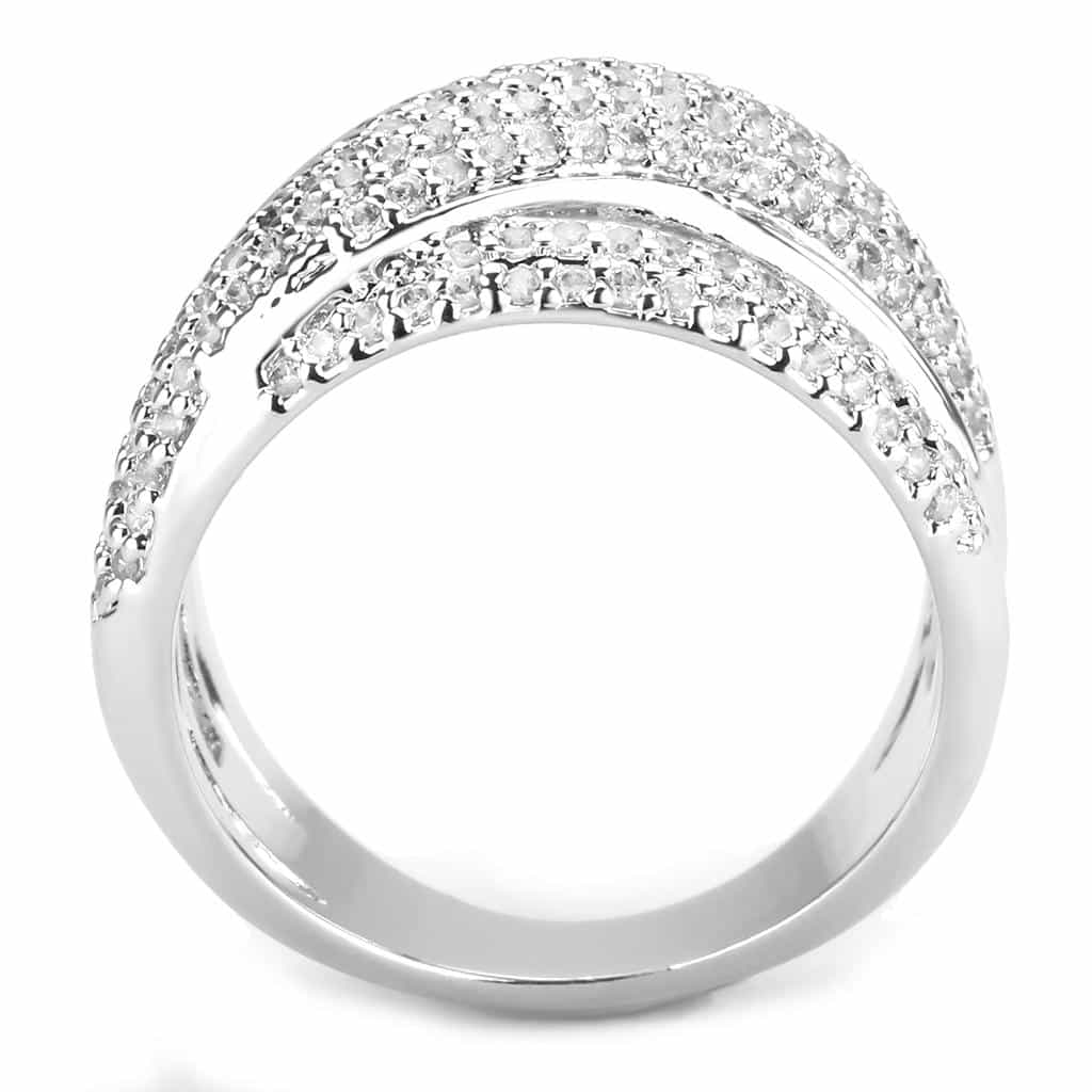 Brass CZ Multi-Row Dome Wave Wide Ring | The Stainless Jewelry view 10