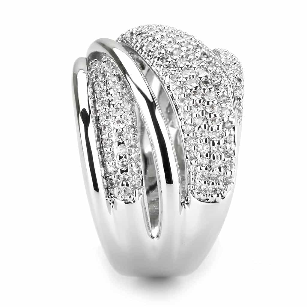 Brass CZ Multi-Row Dome Wave Wide Ring | The Stainless Jewelry view 11