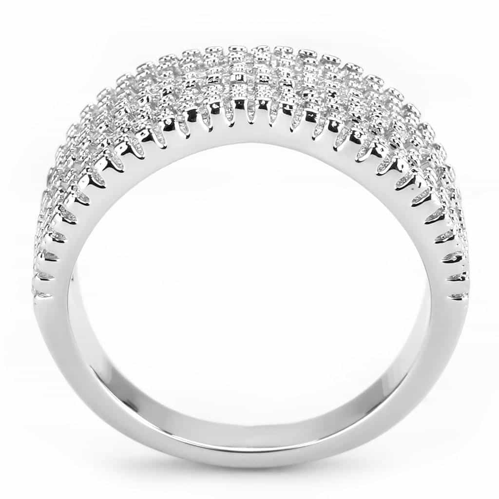 Brass CZ Multi-Row Beaded Edge Wide Ring | The Stainless Jewelry view 8