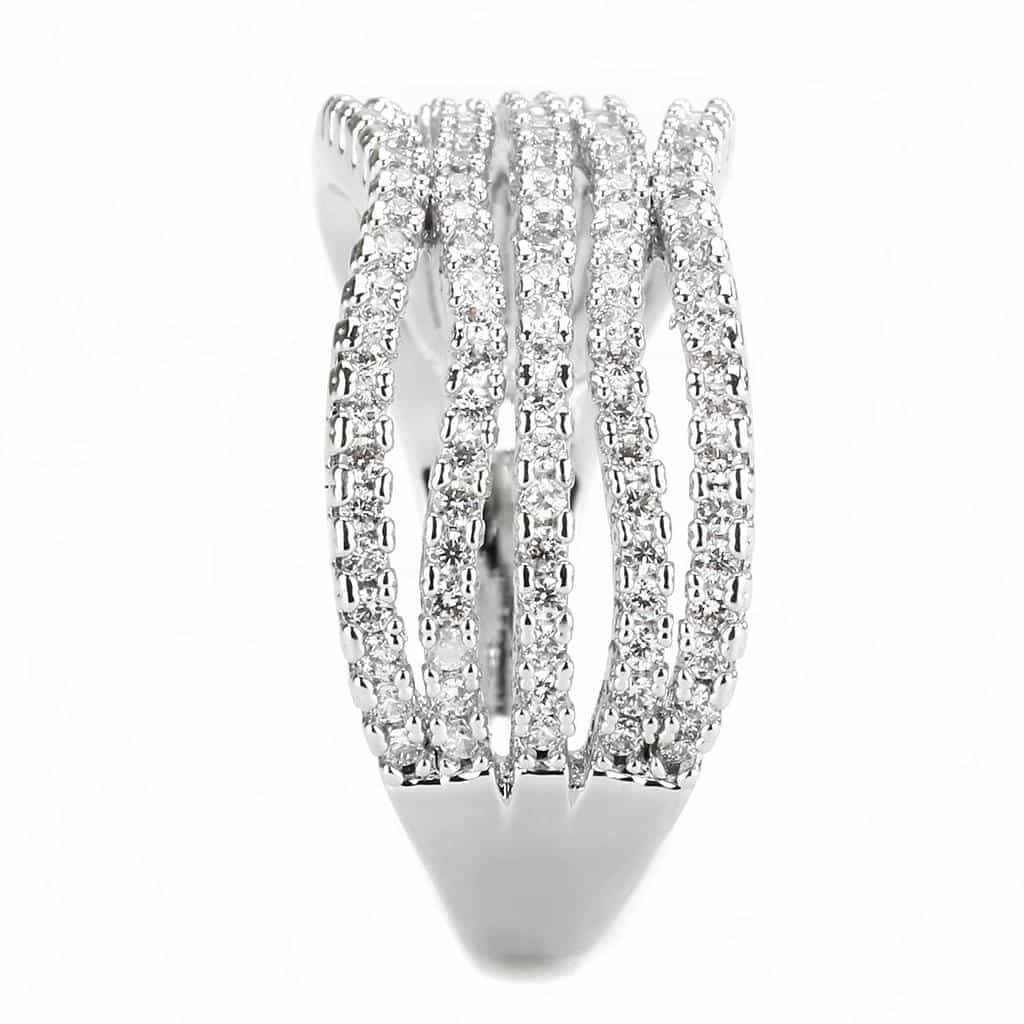 Brass CZ Multi-Row Beaded Edge Wide Ring | The Stainless Jewelry view 4