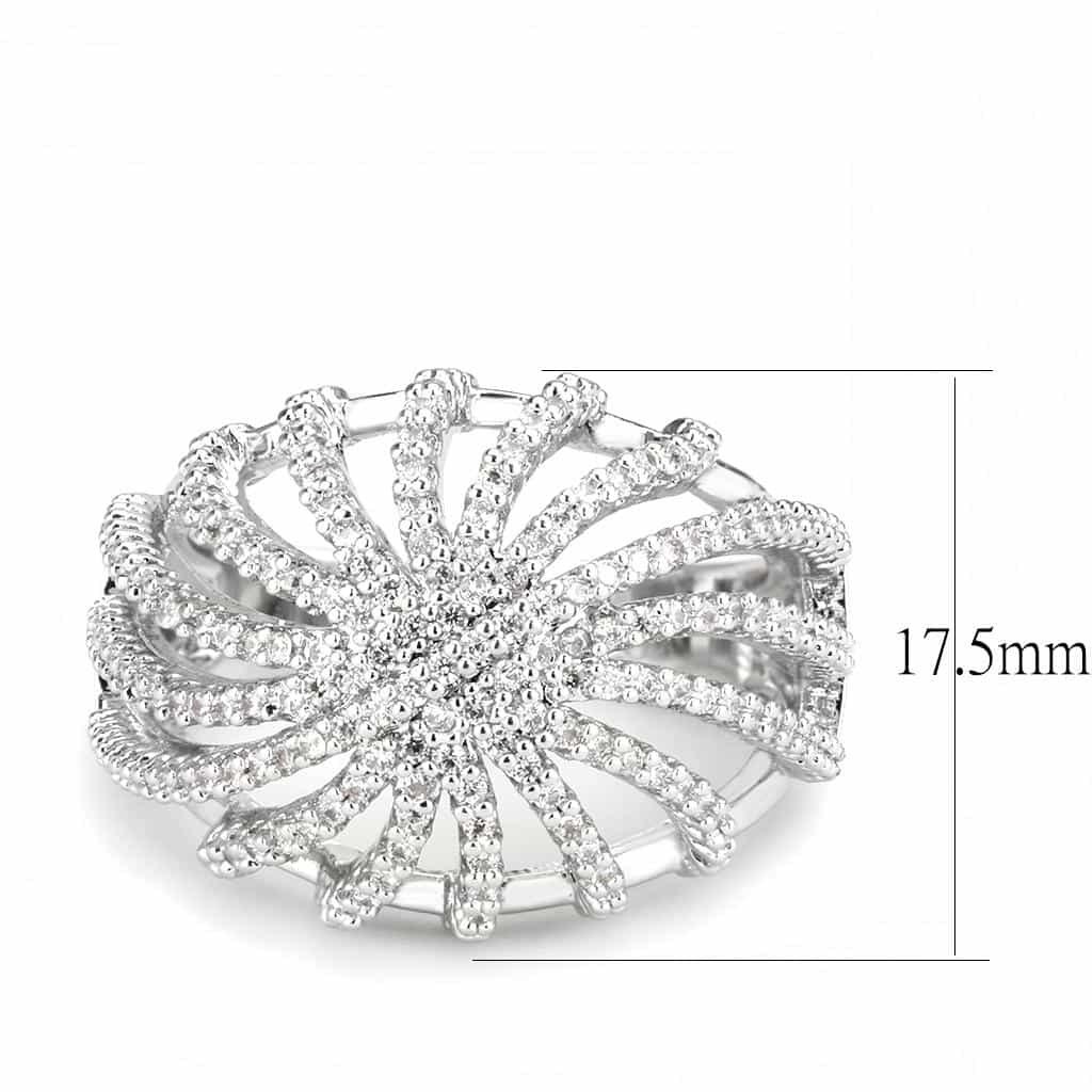 Brass CZ Pavé Open Leaf Fan Wide Ring | The Stainless Jewelry view 7