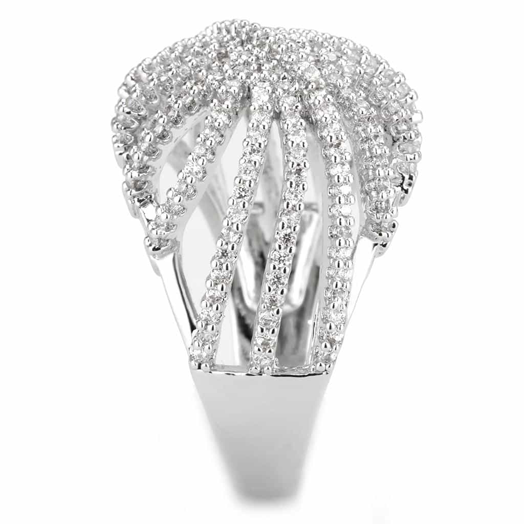 Brass CZ Pavé Open Leaf Fan Wide Ring | The Stainless Jewelry view 9