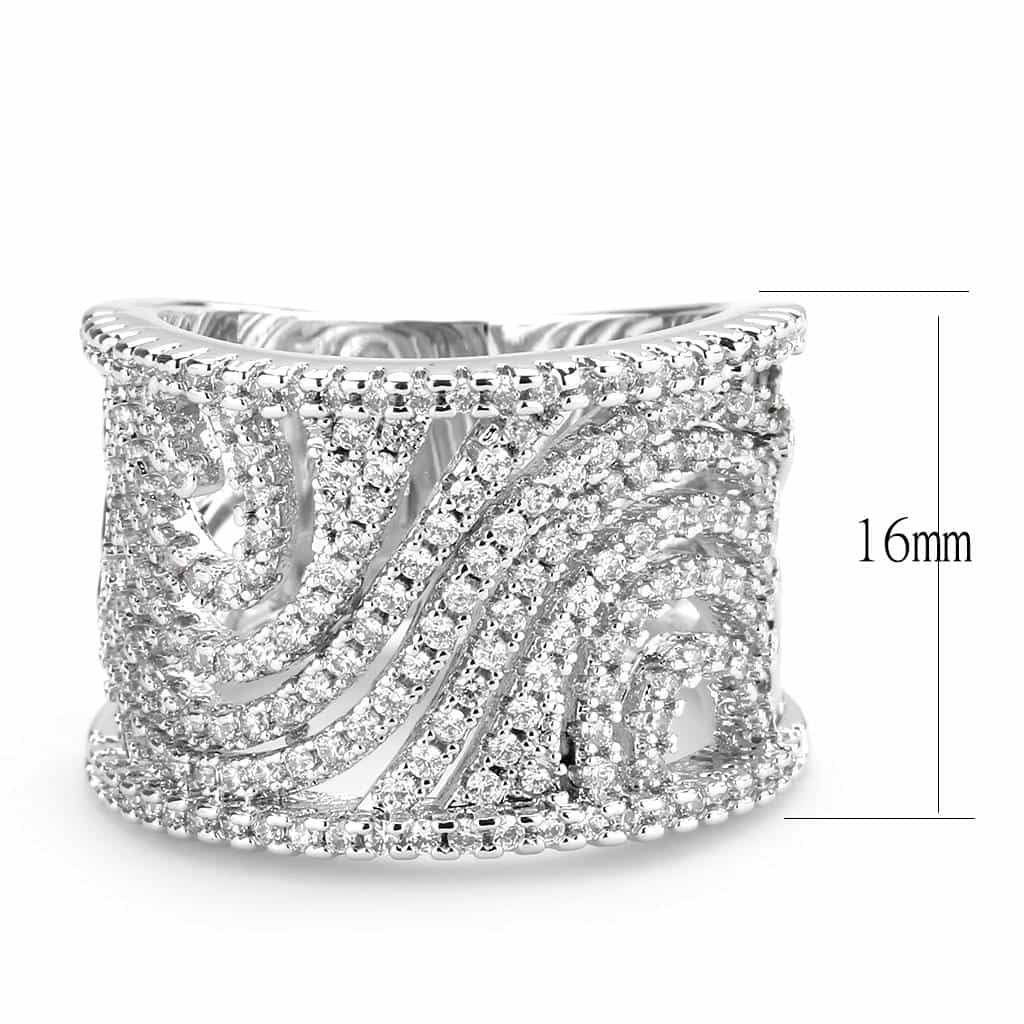 Brass CZ Pavé Spiral Shell Wide Ring | The Stainless Jewelry view 7