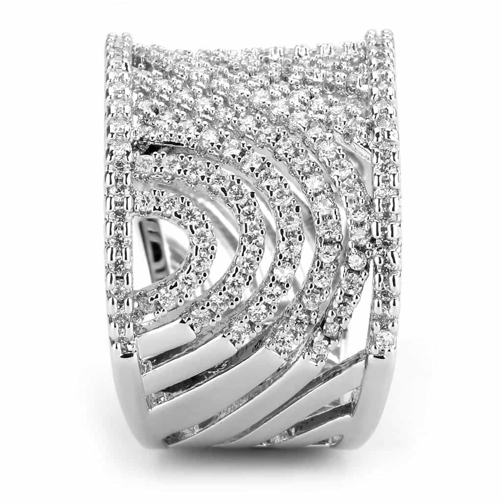 Brass CZ Pavé Spiral Shell Wide Ring | The Stainless Jewelry view 9