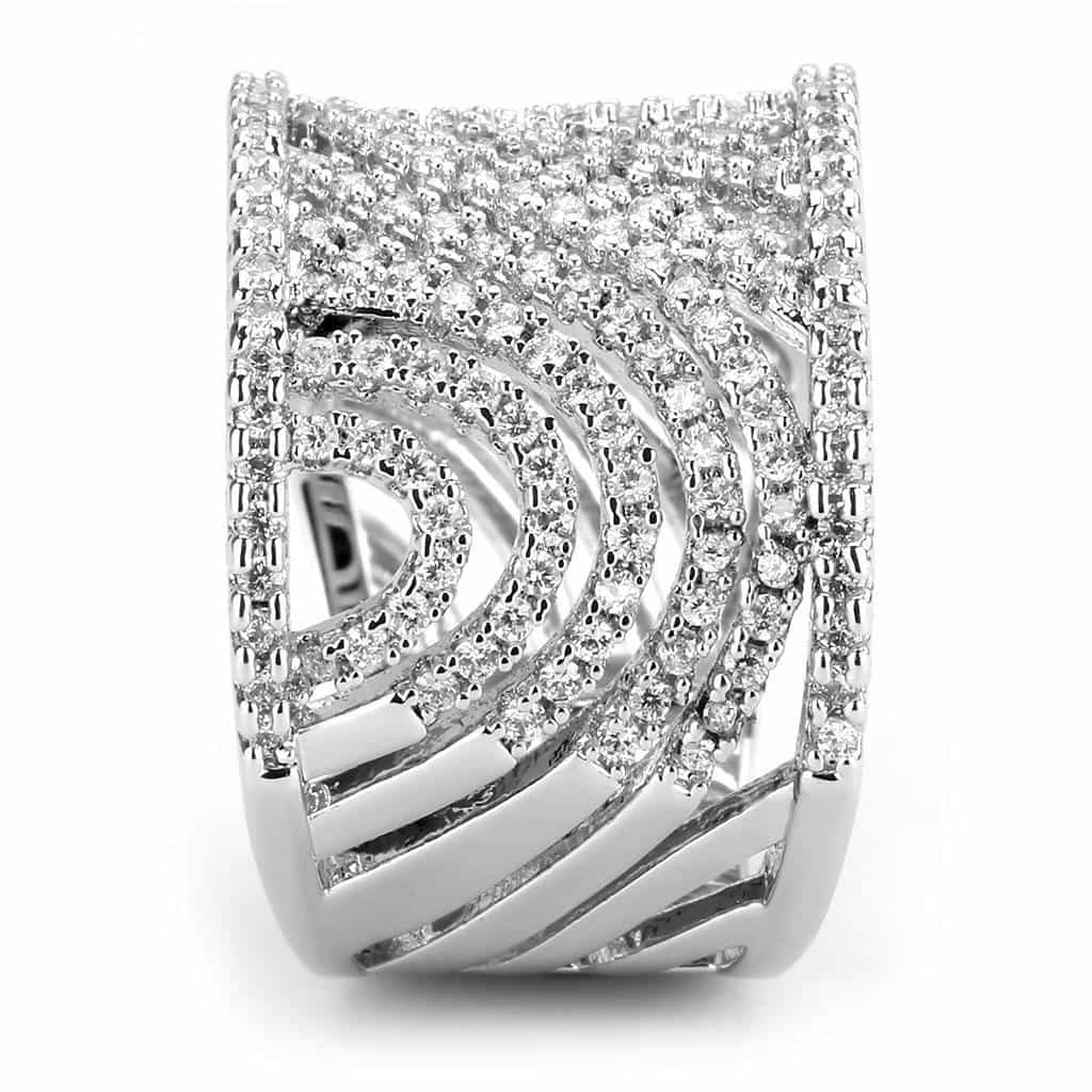 Brass CZ Pavé Spiral Shell Wide Ring | The Stainless Jewelry view 4