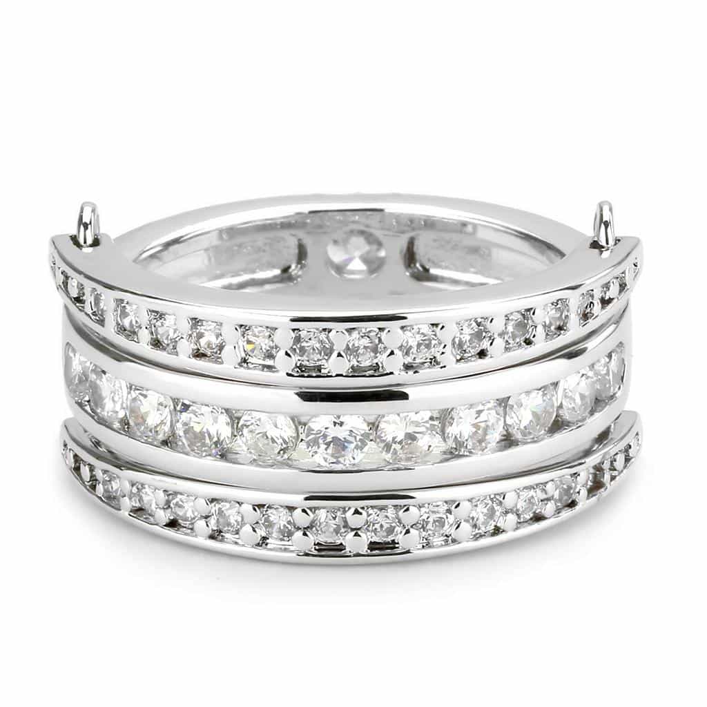 Brass CZ Marquise Solitaire Double Band Ring view 10