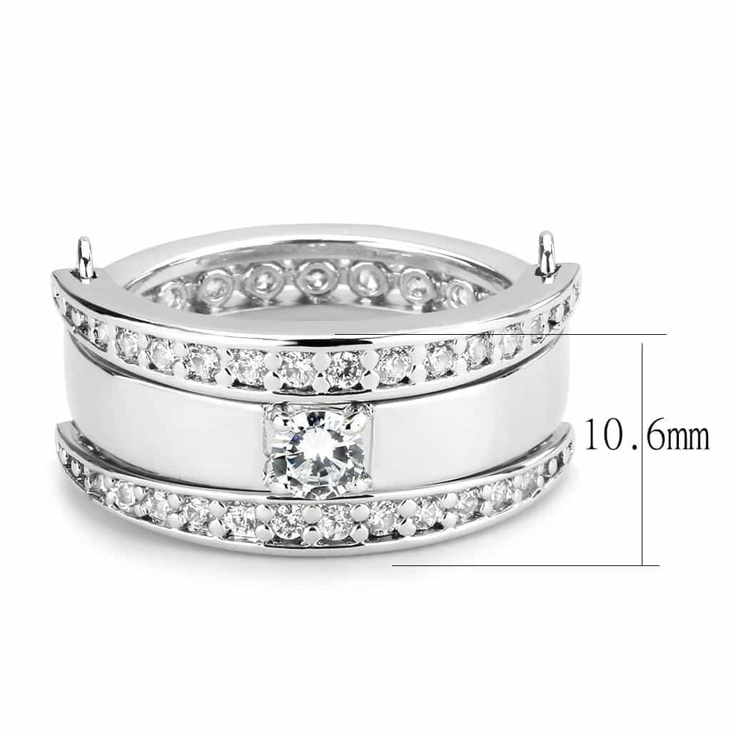Brass CZ Marquise Solitaire Double Band Ring view 2