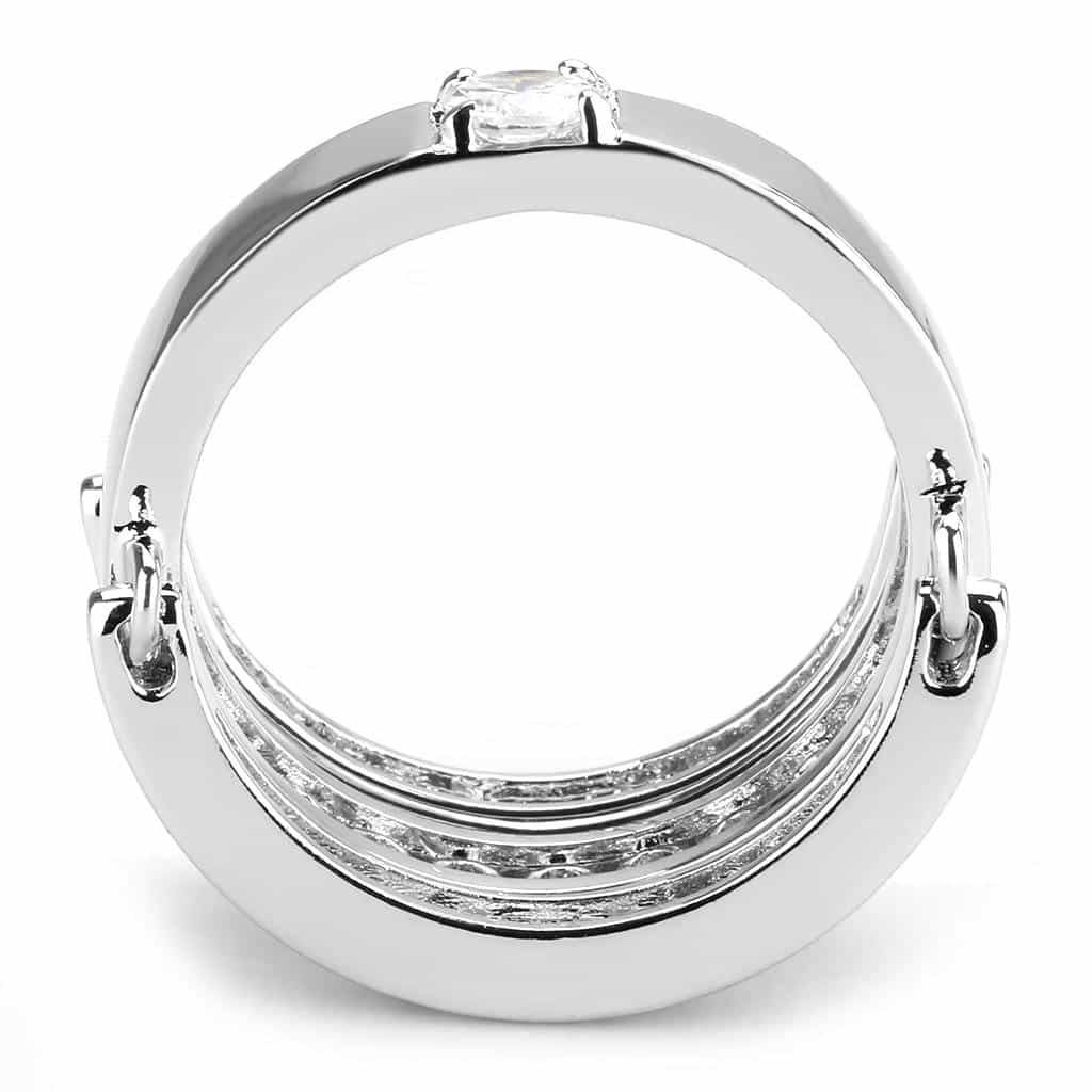 Brass CZ Marquise Solitaire Double Band Ring view 11